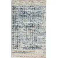 Photo of Blue Abstract Power Loom Distressed Non Skid Area Rug