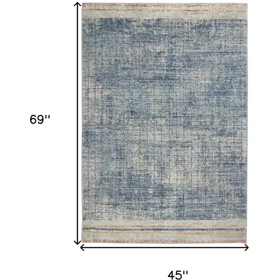 Blue Abstract Power Loom Distressed Non Skid Area Rug Photo 5