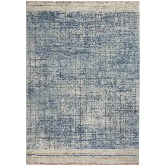 Blue Abstract Power Loom Distressed Non Skid Area Rug Photo 1