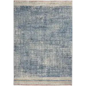 Photo of Blue Abstract Power Loom Distressed Non Skid Area Rug