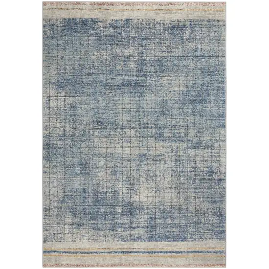 Blue Abstract Power Loom Distressed Non Skid Area Rug Photo 1