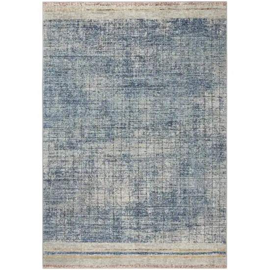 Blue Abstract Power Loom Distressed Non Skid Area Rug Photo 8