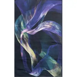 Photo of Blue Abstract Power Loom Non Skid Area Rug