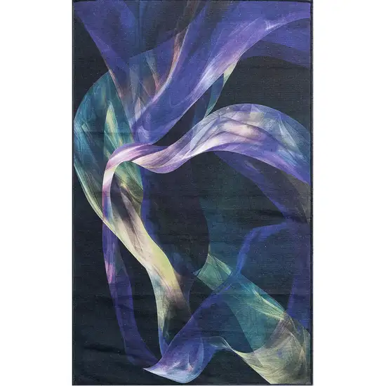 Blue Abstract Power Loom Non Skid Area Rug Photo 2