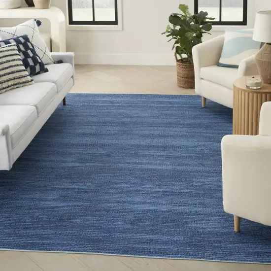 Blue Abstract Power Loom Washable Non Skid Area Rug Photo 8