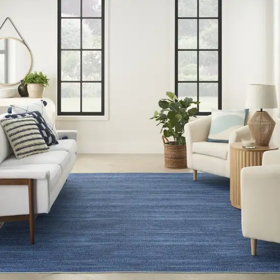 Blue Abstract Power Loom Washable Non Skid Area Rug Photo 9