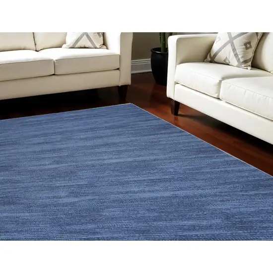 Blue Abstract Power Loom Washable Non Skid Area Rug Photo 2