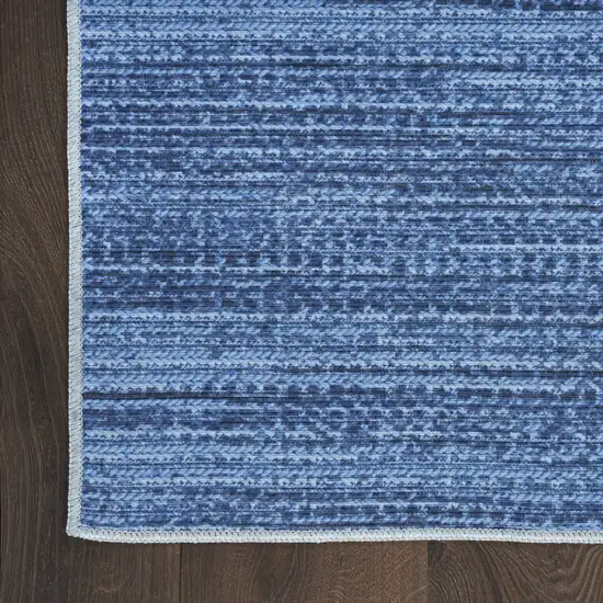 Blue Abstract Power Loom Washable Non Skid Runner Rug Photo 6