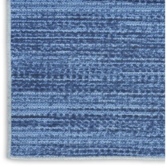 Blue Abstract Power Loom Washable Non Skid Runner Rug Photo 3