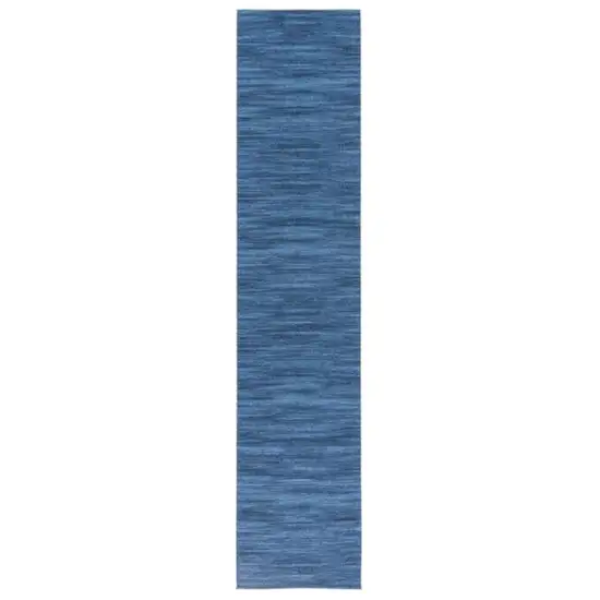 Blue Abstract Power Loom Washable Non Skid Runner Rug Photo 1