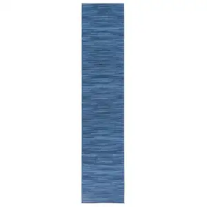 Photo of Blue Abstract Power Loom Washable Non Skid Runner Rug