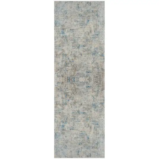 Blue Abstract Runner Rug Photo 5