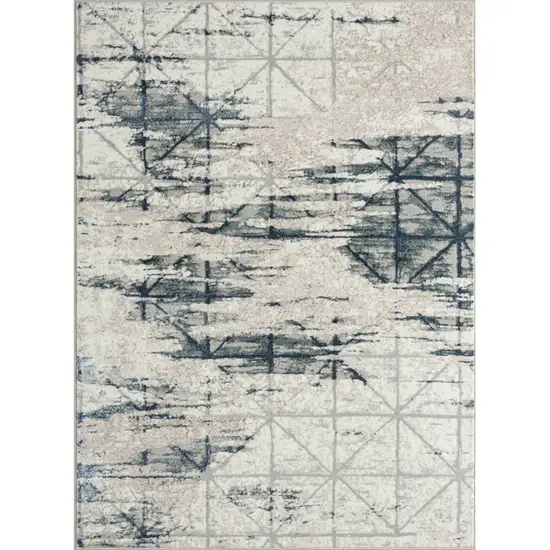 Blue Abstract Stain Resistant Area Rug Photo 1