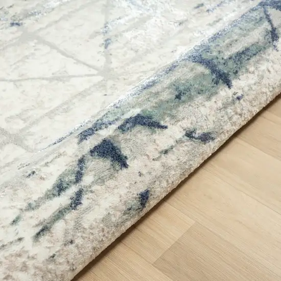 Blue Abstract Stain Resistant Area Rug Photo 4