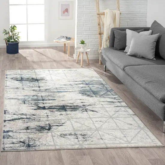 Blue Abstract Stain Resistant Area Rug Photo 7