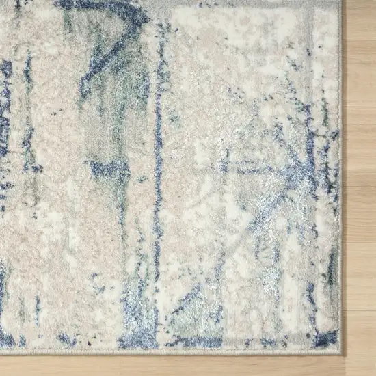 Blue Abstract Stain Resistant Area Rug Photo 2