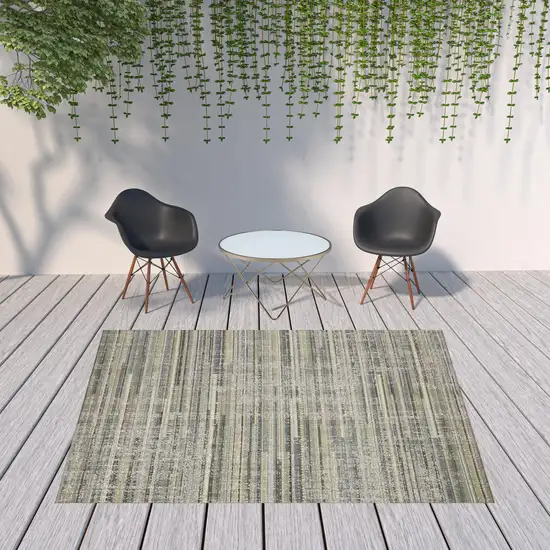 Blue Abstract Stain Resistant Indoor Outdoor Area Rug Photo 2