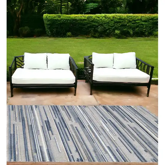 Blue Abstract Stain Resistant Indoor Outdoor Area Rug Photo 1