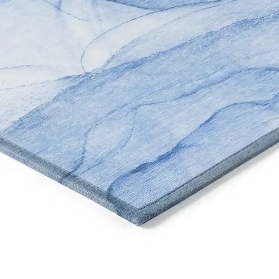 Blue Abstract Washable Non Skid Indoor Outdoor Area Rug Photo 5