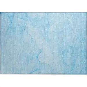 Photo of Blue Abstract Washable Non Skid Indoor Outdoor Area Rug