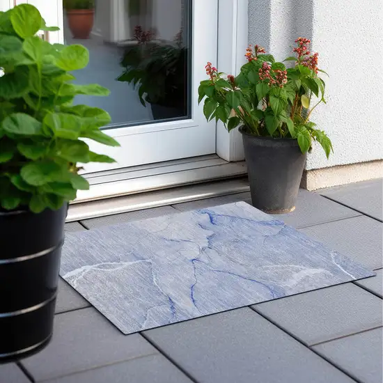 Blue Abstract Washable Non Skid Indoor Outdoor Area Rug Photo 8