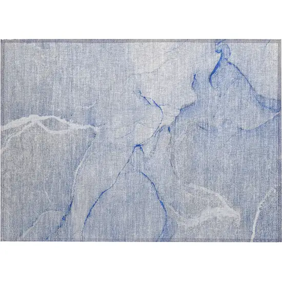 Blue Abstract Washable Non Skid Indoor Outdoor Area Rug Photo 2