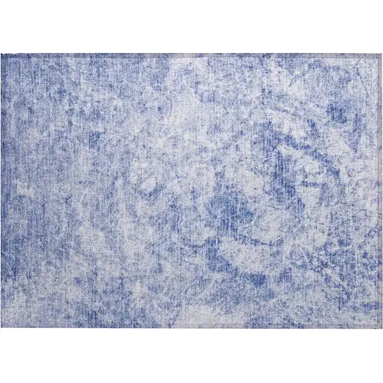 Blue Abstract Washable Non Skid Indoor Outdoor Area Rug Photo 2