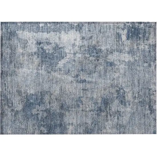 Blue Abstract Washable Non Skid Indoor Outdoor Area Rug Photo 5