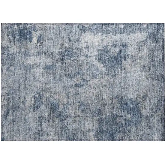 Blue Abstract Washable Non Skid Indoor Outdoor Area Rug Photo 2