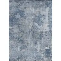 Photo of Blue Abstract Washable Non Skid Indoor Outdoor Area Rug