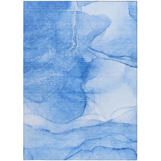 Blue Abstract Washable Non Skid Indoor Outdoor Area Rug Photo 6