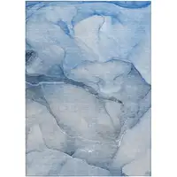 Photo of Blue Abstract Washable Non Skid Indoor Outdoor Area Rug