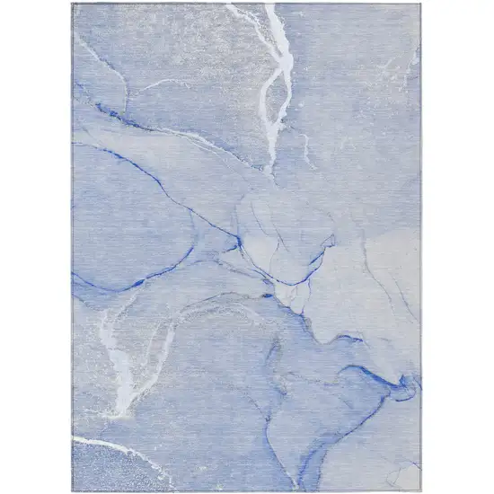 Blue Abstract Washable Non Skid Indoor Outdoor Area Rug Photo 2