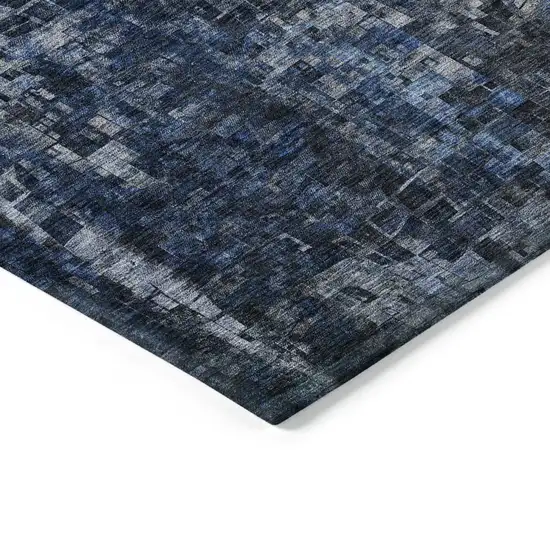 Blue Abstract Washable Non Skid Indoor Outdoor Area Rug Photo 5