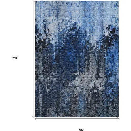 Blue Abstract Washable Non Skid Indoor Outdoor Area Rug Photo 3