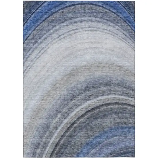 Blue Abstract Washable Non Skid Indoor Outdoor Area Rug Photo 2