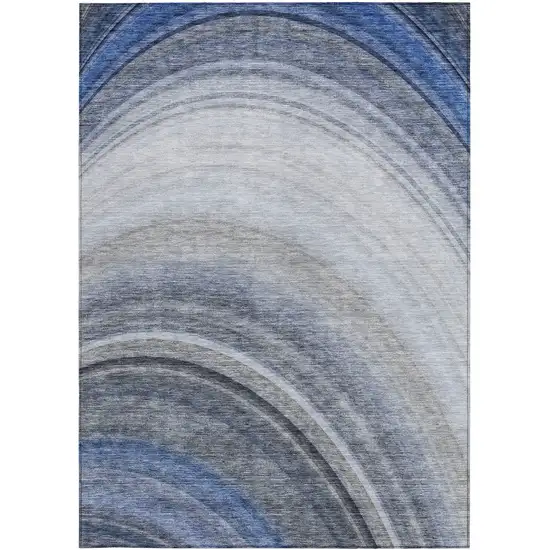 Blue Abstract Washable Non Skid Indoor Outdoor Area Rug Photo 5