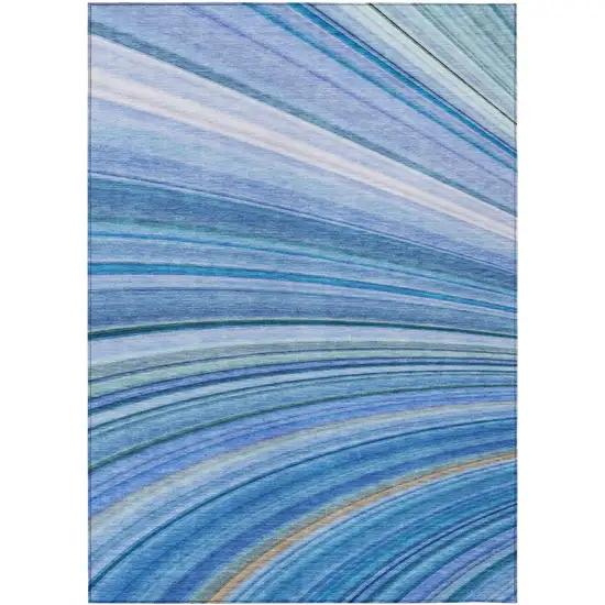 Blue Abstract Washable Non Skid Indoor Outdoor Area Rug Photo 1