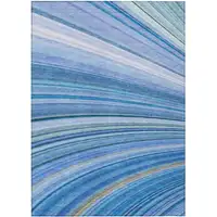 Photo of Blue Abstract Washable Non Skid Indoor Outdoor Area Rug