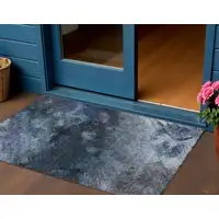 Photo of Blue Abstract Washable Non Skid Indoor Outdoor Area Rug