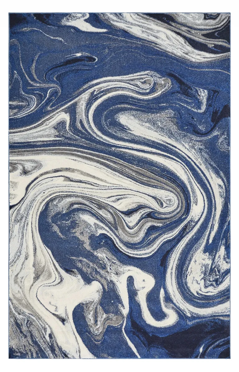 Blue Abstract Waves Area Rug Photo 3