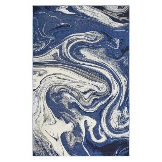 Blue Abstract Waves Area Rug Photo 3