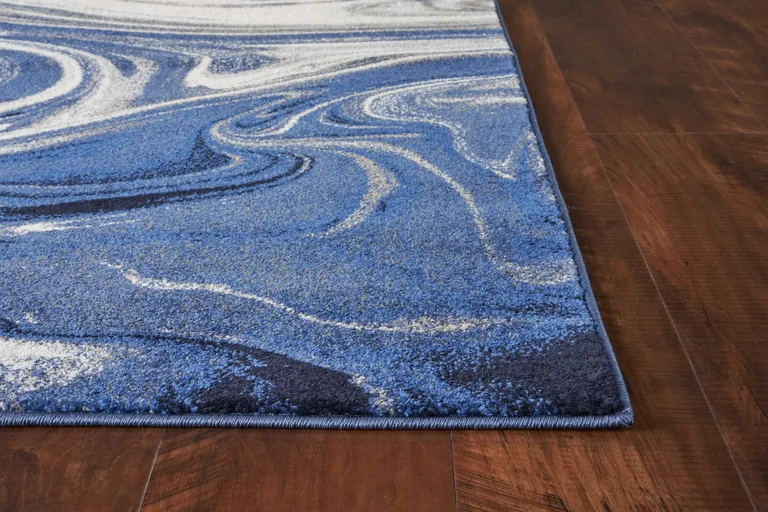 Blue Abstract Waves Area Rug Photo 4