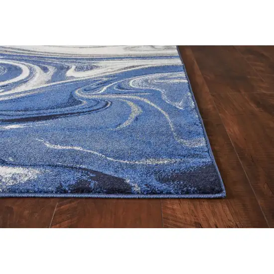 Blue Abstract Waves Area Rug Photo 4