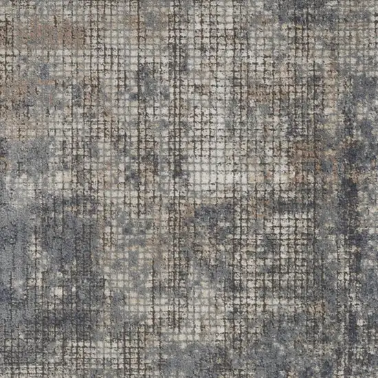 Blue And Beige Abstract Power Loom Distressed Non Skid Area Rug Photo 5