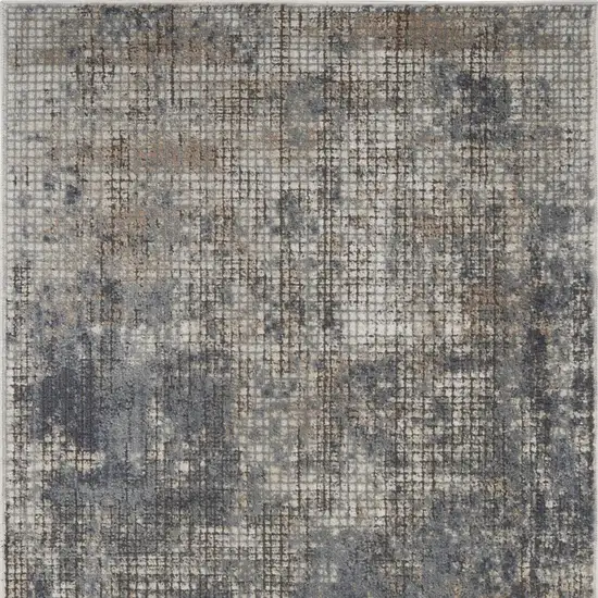 Blue And Beige Abstract Power Loom Distressed Non Skid Area Rug Photo 4