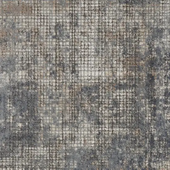 Blue And Beige Abstract Power Loom Distressed Non Skid Area Rug Photo 3