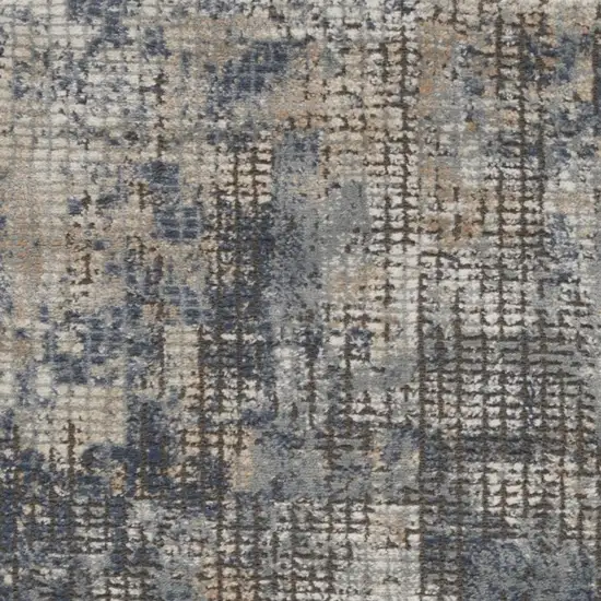 Blue And Beige Abstract Power Loom Distressed Non Skid Area Rug Photo 3