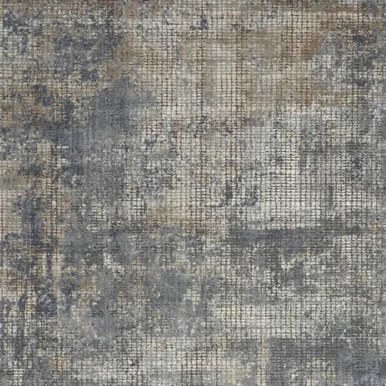 Blue And Beige Abstract Power Loom Distressed Non Skid Area Rug Photo 3