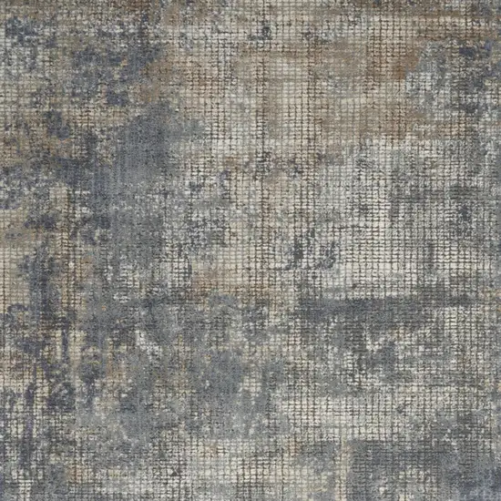 Blue And Beige Abstract Power Loom Distressed Non Skid Area Rug Photo 5